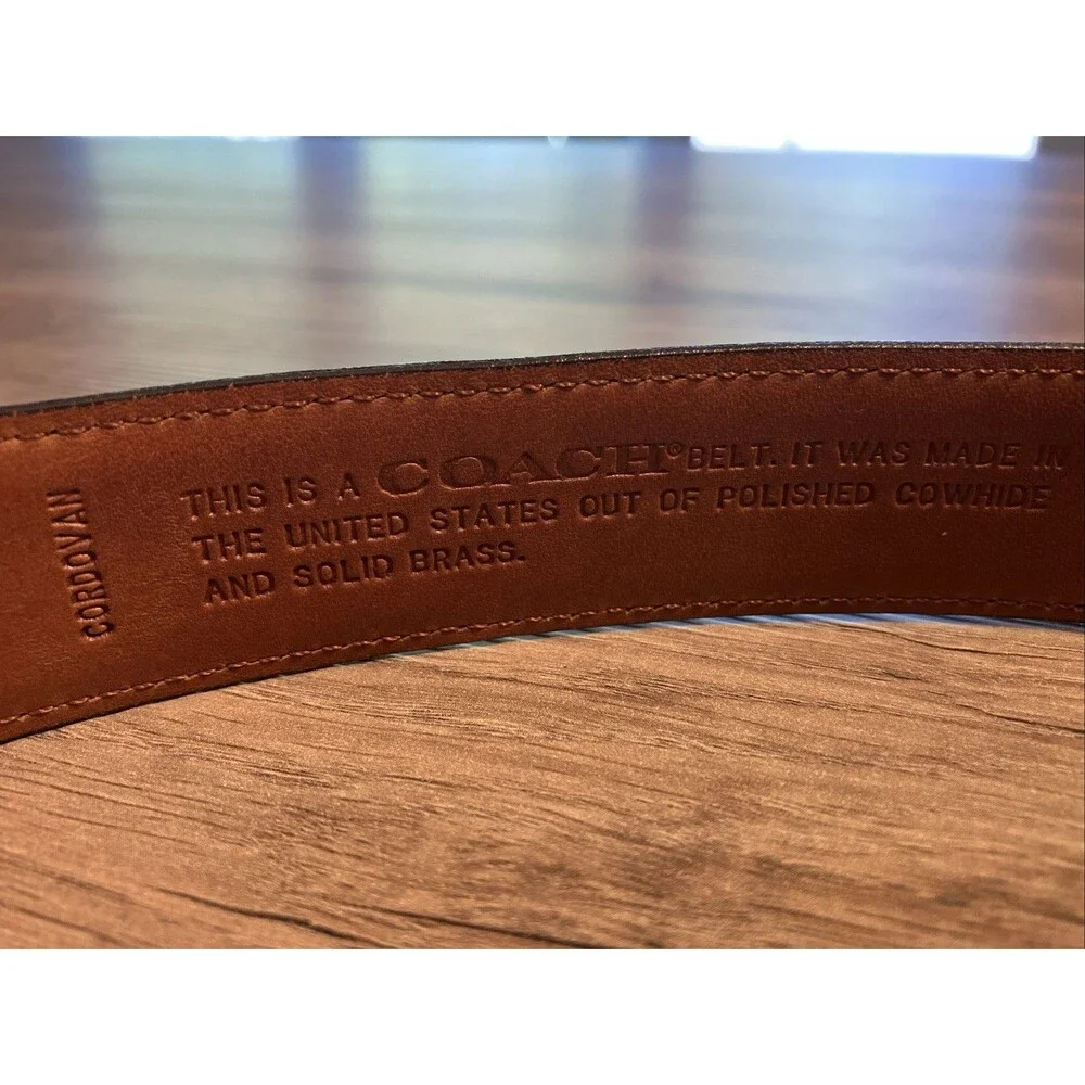 Vintage Coach #3921 Mens Cordovan Maroon Polished Cowhide Leather Belt Sz 34